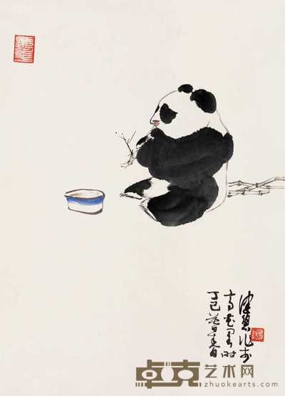 陈佩秋 丁巳(1977年)作 熊猫 立轴 60×43cm